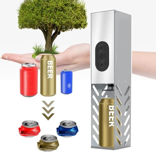 HCAUYNN Plastic Bottles Can Recycling Machine,Simple Button Control,Automatic Vertical Soda Can Smasher,For Recycle Trash