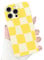VCGFJD Compatible with iPhone 13 Pro Case, Cute Checkerboard Blocks Aesthetic Pattern for Women Girls, Trendy Slim TPU Shockproof Lens Protection Phone Cover, Yellow