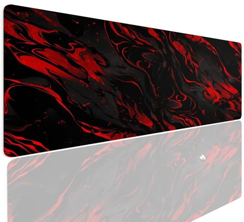 Gaming Mauspad XXL 1400x800x4mm Mousepad Gaming Schreibtischunterlage Wasserfest Anti-Rutsch, Red Mauspad Groß Vernähte Kanten Desk Mat Art Mouse Pad Rugs Verbessert Präzision und Geschwindigkei 4-993