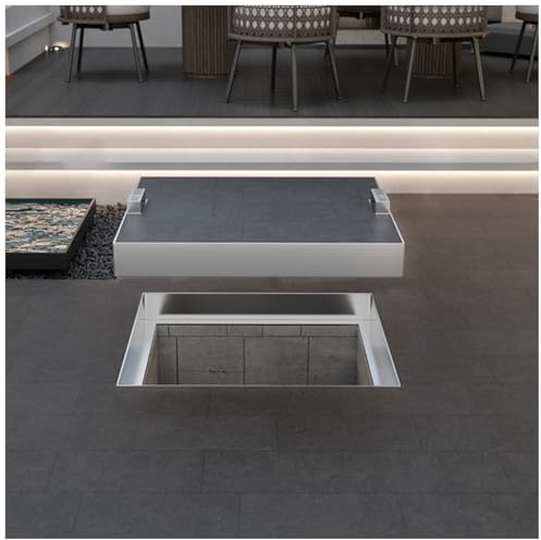 Copertura Pozzetto Chiusino Per Pavimenti In Piastrelle 40x40cm Vialetti Pavimenti, Da Incasso Invisibile In Acciaio Inox Coperchi Per Camere Di Ispezione, Chiusini E Telaio(650x650mm)