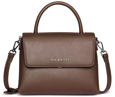 bugatti Almata Handtasche 2-in-1 mit extra Kosmetiketui, Damen-Tasche aus Kunstleder, braun