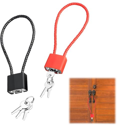 Wjelet 2Pcs Steel Rope Padlocks with Keys, Wheelie Bin Lock, Flexible Cable Padlock for Bicycle, Suitcase, Gate, Gym Locker, Outdoor Use(Black,red)