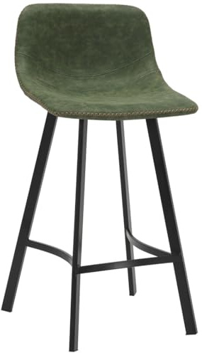 Lamboro Antico Single Kitchen Bar Stool, Powder-Coated Stainless Steel Legs With Footrest, Breakfast Bar & Home Barstool, Sage Green