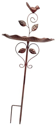 Jardinera de metal vintage con doble uso y comedero para pájaros con agujeros de drenaje, decoración exterior resistente a la corrosión para balcón, jardín, terraza, decoración de jardín vintage para