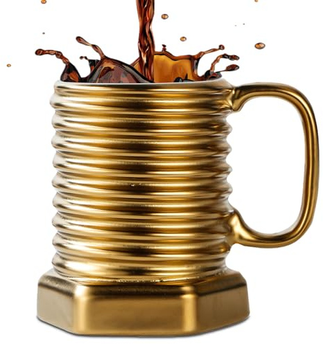ZONSUSE Lustiger Bolzen Kaffeebecher, 3D Schrauben Tasse aus Keramik, Kreativer Industrie Mechanical Design Becher, Originelle Geschenke für Männe, Kollegen, Ingenieure, 380 ml (Gold Bolzen)