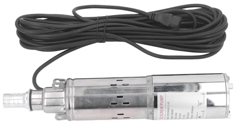 Eujgoov Bomba de Tornillo CC Bomba Sumergible Solar de Pozo Profundo 48 V 60 V 1,2 ³/h 45 M de Agua Solar de Acero Inoxidable de Alta Elevación para Riego de Granjas Jardín Camping