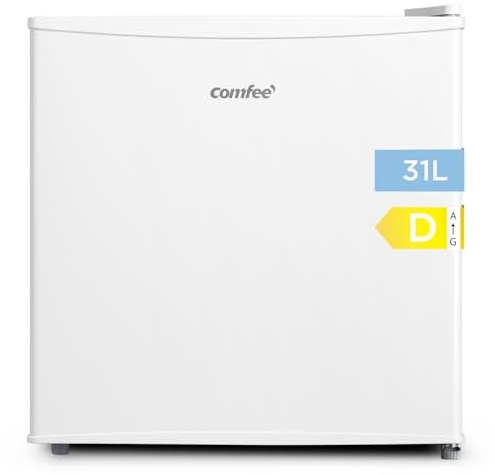 COMFEE' Congelatore Piccolo 31L 4 Stelle Silenzioso, Bianco | Porta Reversibile, Termostato Regolabile, Ripiano Rimovibile, 39 dB, Design Compatto, Efficiente, RCU40WH3EU