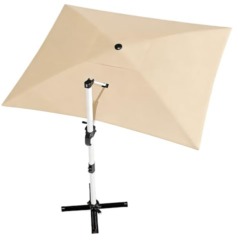 Devoko Ombrellone da giardino 270 x 270 cm, con manovella e inclinazione, ombrello a sbalzo, impermeabile e resistente ai raggi UV, per esterni per patio e prato, telaio in alluminio a 8 stecche