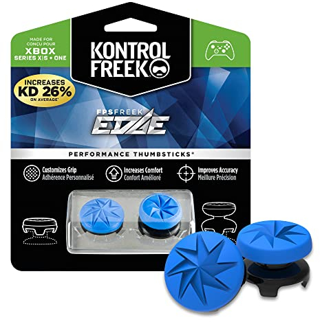 KontrolFreek FPS Freek Edge für Xbox One und Xbox Series X Controller | Performance Thumbsticks | 1 x Hoch Konvex, 1 x Kurz Konvex | Blau
