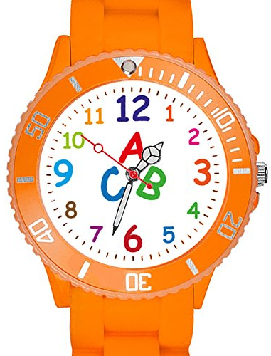 Taffstyle Kinder Armbanduhr Silikon Sportuhr Bunte Sport Uhr Kinderuhr Lernuhr Zahlen ABC Motiv Analog Orange