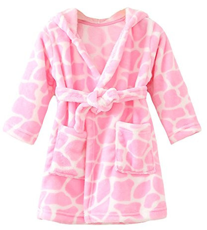 YOLIA Unisex Bambini Abiti Carini con Cappuccio da Notte in Pile Morbido Accappatoio Vestaglia Abiti 2 Anni