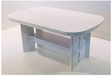 mk24 Couchtisch Jupiter | Weiß | höhenverstellbar, ausziehbar | B/T/H 107-156 x 67 x 52-62 cm