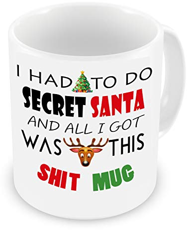 GrassVillage Funny Secret Santa Mug – I Had to Do Secret Santa and All I Got was This Sh*t Mug – Rude Xmas Gift for Coworkers, Friends, Office Banter, White Elephant – 11oz Ceramic Coffee Cup
