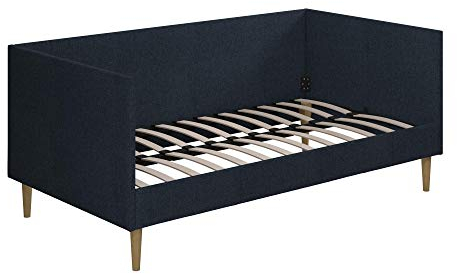 DHP Franklin Mid-Century Upholstered Daybed Blue Linen Single