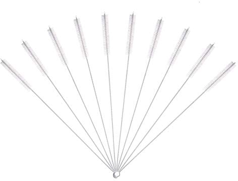 Lansonee 10 x Tube Brush Drinking Straws Pipes Stainless Steel Tumbler Test Tubes Brush Long Nylon Cleaning Brush Set for Baby Bottles Straws Drinking Straws - 8 Inch Long