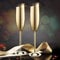 Elegant Gold Stainless Steel Champagne Flutes for Celebration Toasting Birthday Anniversary Bride Groom Mr Mrs Wedding Party,Stemed Slanted Unbreakable Champagne Glasses for Christmas,Outdoor