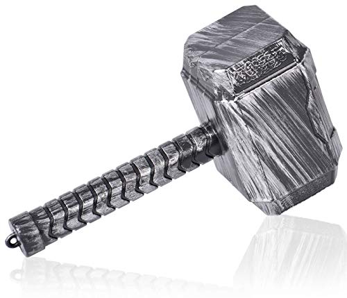 Alsino Wikinger Helm Erwachsene Vikinger Kostüm Wikingerhelm Horn Trinkhorn Verkleidung Trinkbecher Wickinger Hörner Fasching Karneval (Thors Hammer)
