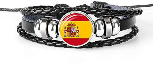 Geflochtenes Armband mit spanischer Flagge, Lederkette, Kristallarmband, Souvenir, modisches handgefertigtes Armband für Mann und Frau, besonderes Geschenk