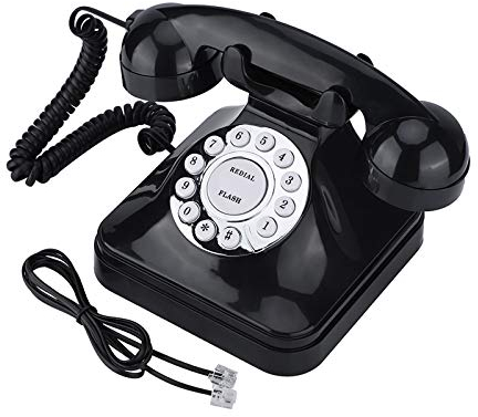 FAMKIT Teléfono de escritorio clásico, color negro, vintage, multifunción, de plástico, teléfono doméstico, retro, con cable fijo, hervidor de agua, teléfono de escritorio clásico con tecnología de