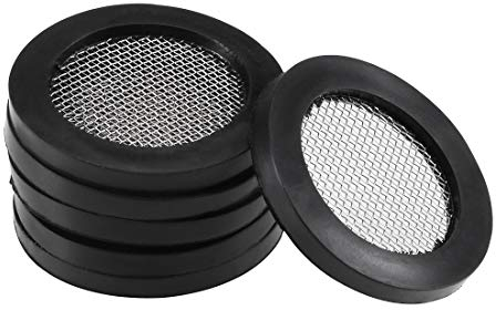 sourcing map 6er Pack Gummi Unterlegscheiben Wasserhahn Sieb Duschkopf Dichtungsring Netzfilter 30mm AD 21mm ID 3mm Dicke Dichtungsringe mit Edelstahl Filter, für Wasserschlauch Wasserhahn