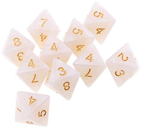 Inzopo 10 Stück 8-seitige Würfel D8 polyedrische Würfel für Dungeons and Dragons Party-Tischspiele – weiß, Einheitsgröße