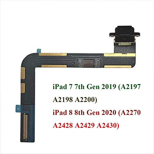 Dedia Dock Connector Kompatibel mit iPad 7 7th Gen 2019 (A2197 A2198 A2200) / 8 8th Gen 2020 (A2270 A2428 A2429 A2430)10,2 Zoll Ladeanschluss Assembly Flex Charging Port able - Schwarz