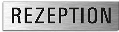 Türschild Rezeption Aluminiumschild Edelstahl-Optik 160 x 40 mm selbstklebend