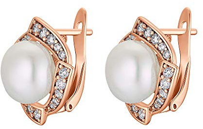 Heideman Ohrringe Damen Ela rose goldfarbend aus Edelstahl rosegold farbend matt Ohrschmuck für Frauen mit Perle weiss