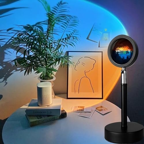 GY Sunset Lamp, Lampada Proiettore Luci di 360 Gradi, 5W Luce del Tramonto, USB Luci LED Camera da Letto, Lampada Tramonto, Tramonto sul Mare, Proiettore Luce Rotazione, Decorazioni Camera da Letto