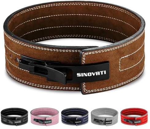 SINOVATI Premium Gewichthebergürtel KDK Gürtel aus Echtleder mit Schnalle, Weightlifting Lever Belt für Fitness Powerlifting Krafttraining Bodybuilding, Frauen und Männer (Braun, L)