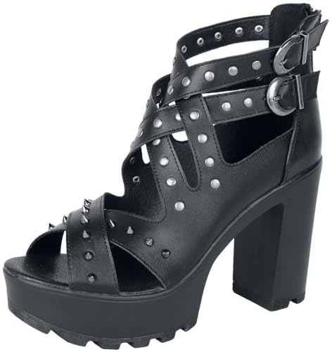 Black Premium by EMP Damen schwarze High Heels mit Riemen und Nieten EU38