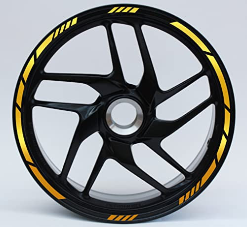 DualColorStampe Adesivi strisce moto 17 POLLICI Compatibili con Ducati Suzuki Kawasaki Honda Triumph cerchi cerchioni gomme COD.D0059(Oro)