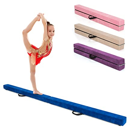 COSTWAY 210 cm Schwebebalken, Gymnastikbalken klappbar, Balance Beam bis 70 kg belastbar, tragbarer Balken mit Tragegriffen, Gymnastik Balance Balken für Zuhause Turnen (Blau)