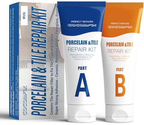 Cocomfix Fliesenreparatur-Set, Keramikfliesen-Reparatur-Set, Porzellan-Reparatur-Set, zum schnellen Befestigen von Fliesen, Rissen, Löchern und Kratzern, super haftend, für Keramik, Acryl, Fiberglas