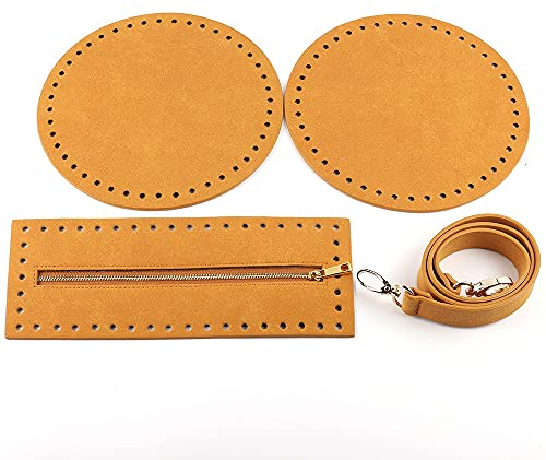 DIY PU Ledertasche Strickset DIY. Handgemachte Tasche Set Handtasche Schultergurt Leder Runde Abdeckung Tasche Bottoms for Frauen Mädchen Gewebt Tasche Zubehör (Color : Brown)