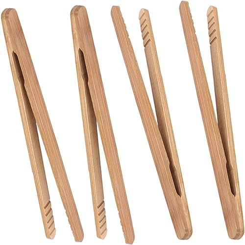 YiXuTag 4 Piezas Pinzas de Bambú Pinzas de Madera Tostadas Pinzas de Cocina de Bambú para Cocina, Pan, Té de Frutas y Pepinillos, 18cm