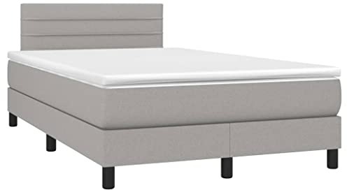 vidaXL Boxspringbett mit Matratze Hellgrau 120x200 cm Stoff