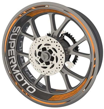 KTM SuperMoto EXC Premium Qualität Felgenrandaufkleber Set (Aufkleber für die 2 Felgen) (Orange)