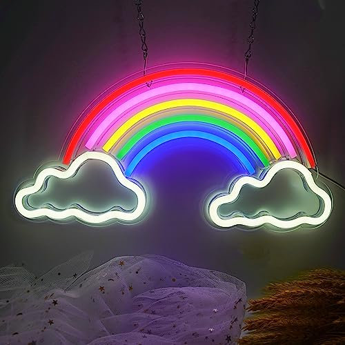 BringLuck2U Rainbow Luz de neón para Dormitorio - Señales Luminosas LED alimentada por batería o USB - Iluminación Nocturna para Navidad, Fiesta, Bar
