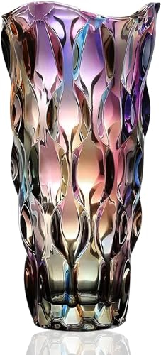 CEMABT Vases en verre épais de 1,5 kg pour centres de table, vase pour décoration d'intérieur, cristal, rose colorée et transparente, cadeaux de Noël (très résistants)