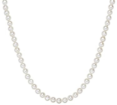 Valero Pearls Damen Perlenhalskette Hochwertige Süßwasser-Zuchtperlen 7-8 mm Rund weiß 925 Sterling Silber - Perlenkette Halskette mit echten Perlen
