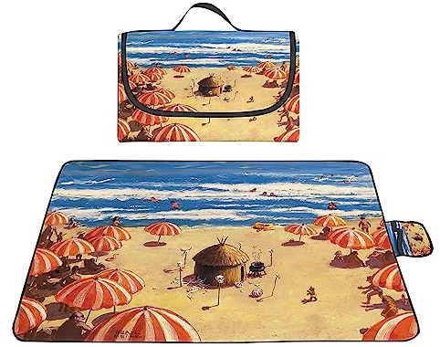TengYuer Picknickdecke 180x200cm Stranddecke Wasserdicht Sandfrei Isoliert Faltbar Strandmatte mit Tragegriff Outdoor Campingdecke XXL für Camping Parks Strände Picknick Seelandschaft