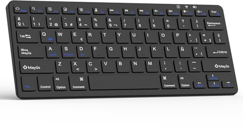 TQQ Teclado iPad, Teclado Español Ñ Bluetooth Recargable, para Tablet, iPad, iPad Air, iPad Pro, iPad Mini, iOS, Android y Windows
