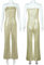 Yanny Barbier Cowgirl Outfit 70er 80er Hippie Disco Kostüm Rosa Schlaghose Halloween Cosplay Damen (Goldgelb, Medium)