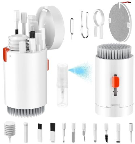 tounee Kit de Limpieza para Teclado, 20 en 1, Kit de Limpieza de Pantalla para teléfono móvil, Limpiador de Teclado con Cepillo-Blanco