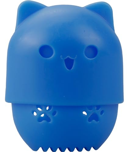 Vanyibro Makeup Sponge Holder,Silicone Travel Case with Cat Shape Cosmetic Sponge Container, Beauty Blender Holder, Washable, Reusable, Marshmallow Sponge for Foundation (Blue)