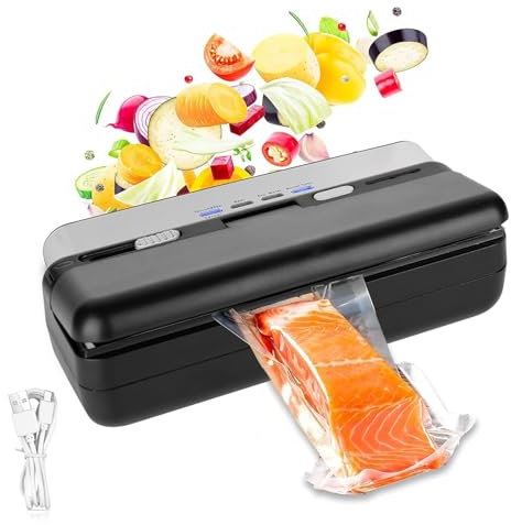 Rollo de vacío de alimentos, mini máquina de vacío de alimentos con cortador, película portátil al vacío de alimentos con 3 modos, deshidratador de alimentos apto para bolsas de conservación de