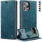Cracedily for iPhone 12/12 Pro Case, Flip Wallet Leather Case with Card Holder Magnetic Closure Shockproof Kickstand Protective Phone Cases Cover for iPhone 12 Pro 6,1,Blue-Green