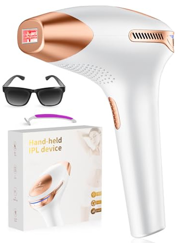 LUBEX 21J IPL Hair Removal Device, 3-in-1 Functions HR/SC/RA, 9 Energy Levels, 999,900 Flashes, Perfect Laser Hair Removal Systerm for Women and Men, Armpits, Legs, Body, Gold