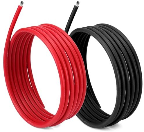 QWOK Cavo Elettrico 8 AWG 8,3 mm² - 2,5 m Nero 2,5 m Rosso - Filo Rivestito in Silicone Filo di Rame Stagnato 1650 Fili per RC Auto, Drone, Batteria Aereo, ecc